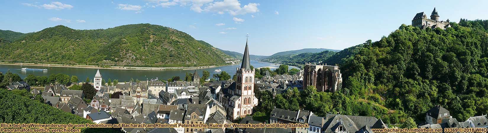 View from Postenturm to Bacharach on the Rhine River